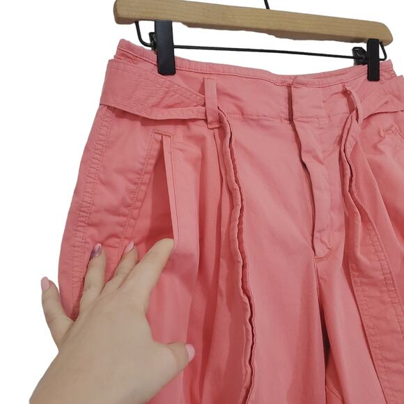 Gap | High-Rise Wide Leg Crop Tie Waist Twill Pants Raw Hem - Picture 3 of 13